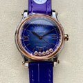 Happy Diamonds 30mm Pink Gold Blue Dial