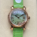 Happy Diamonds 30mm Pink Gold Green Dial