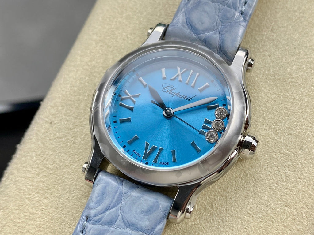 Happy Diamonds 30mm Silver Blue Dial