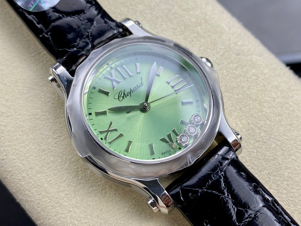 Happy Diamonds 30mm Silver Green Dial