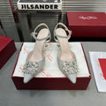Flower Strass Buckle Slingback Pump 90 Grey Crystal Satin