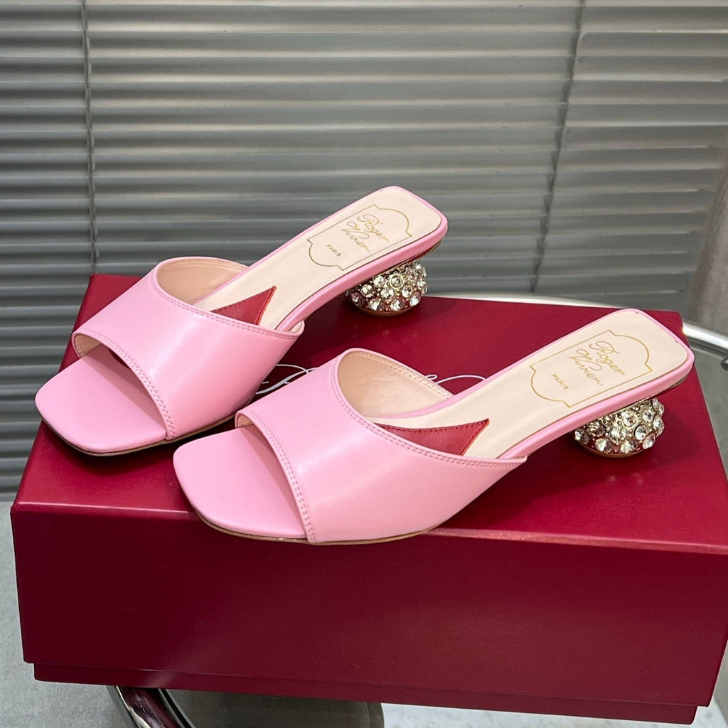Viv Diamond Sole Mules Pink Cowhide 267690