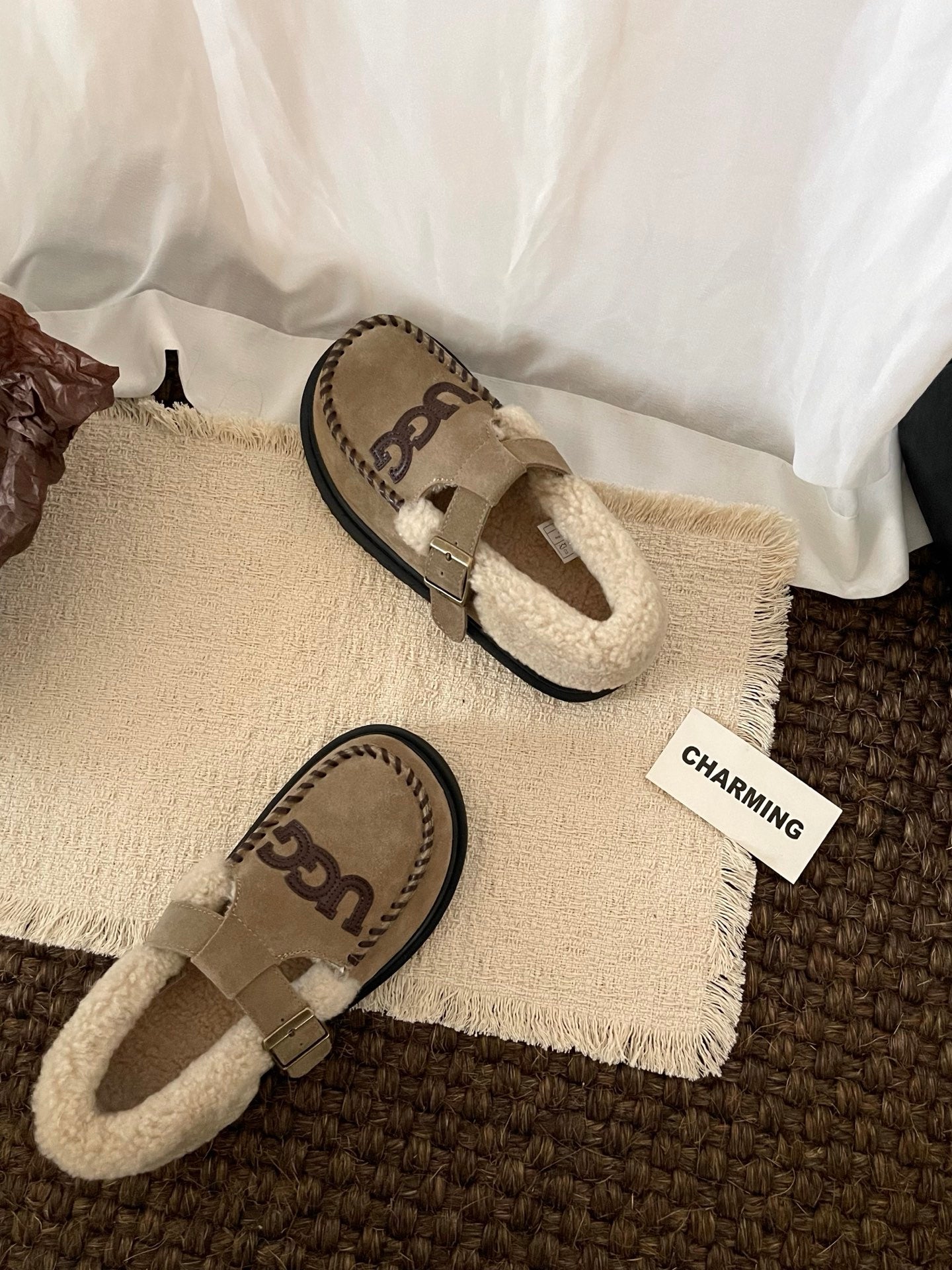 UGG Teddy Loafers Warm Sand Suede Sheepskin Wool 512890