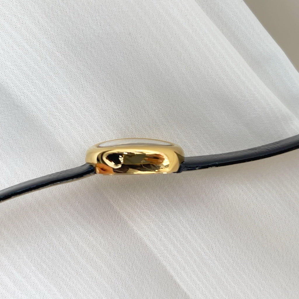 Baignoire Gold Case Black Leather Black Dial