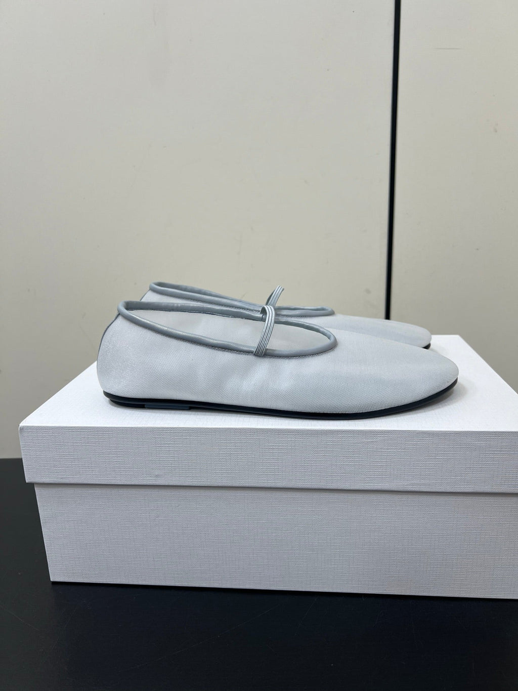 The Row Elastic Ballet Flats Ice Blue Lambskin 339989