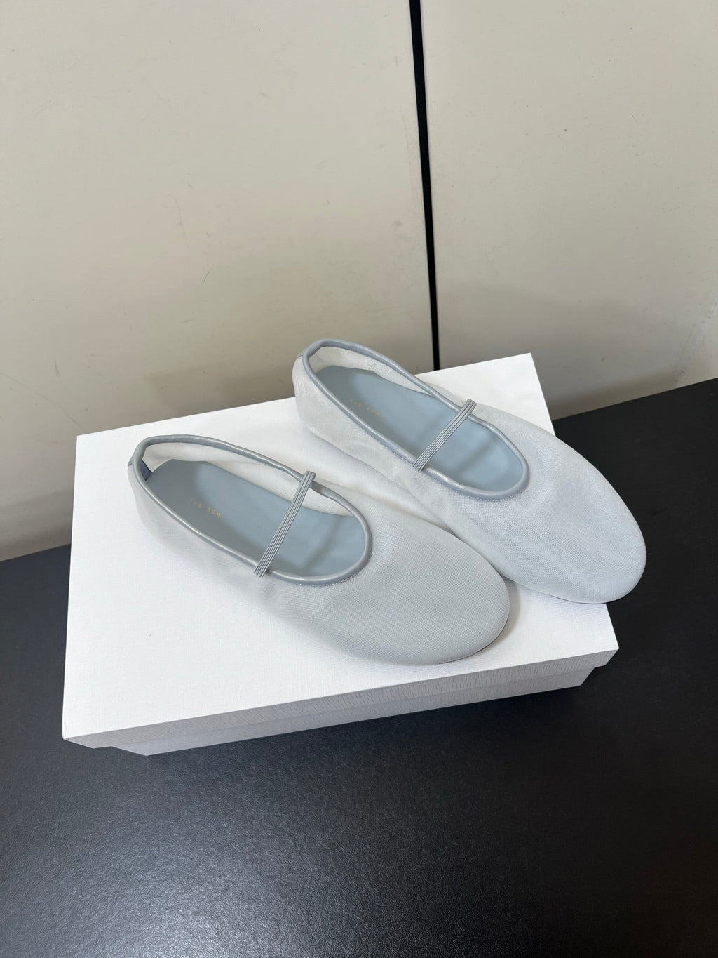 The Row Elastic Ballet Flats Ice Blue Lambskin 339989