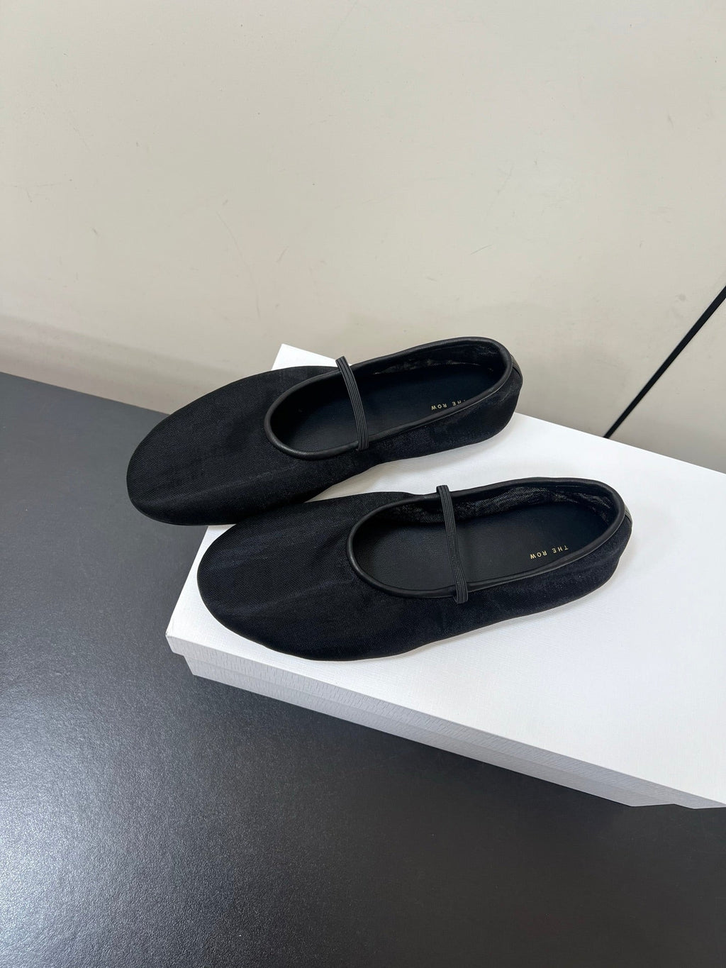 The Row Elastic Ballet Flats Black Lambskin 339990