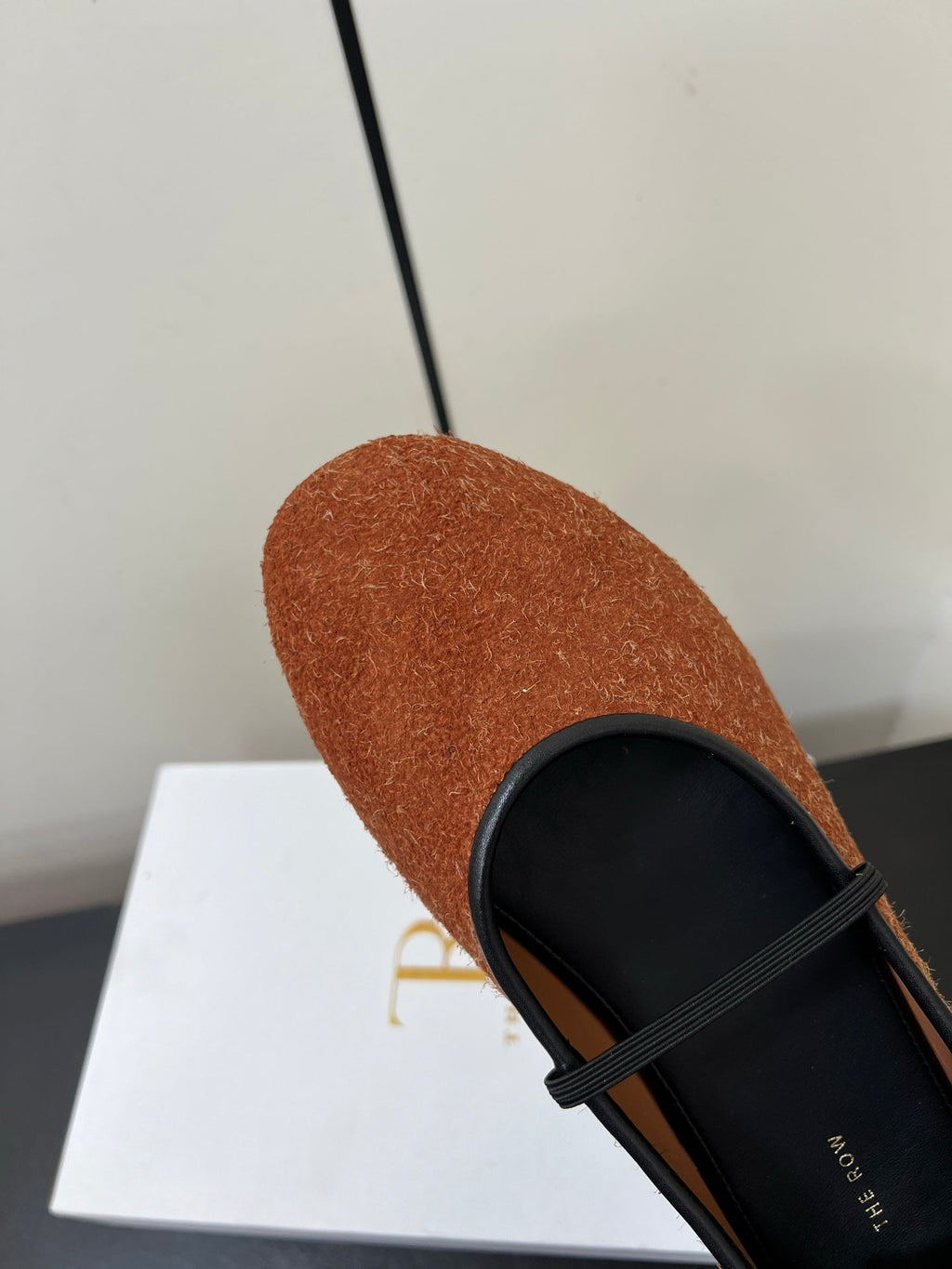The Row Elastic Ballet Flats Rust Orange Sheepskin 339991