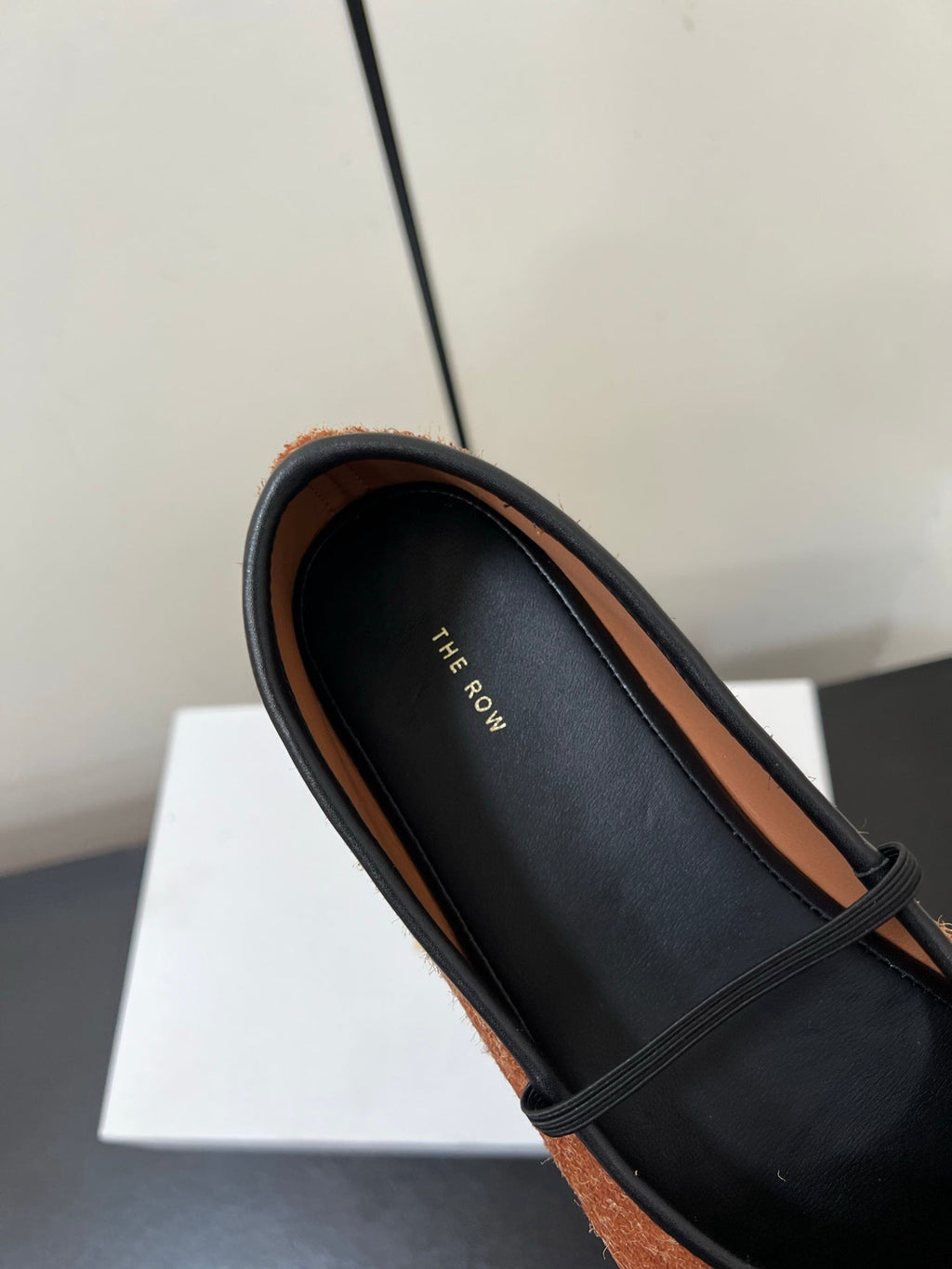 The Row Elastic Ballet Flats Rust Orange Sheepskin 339991