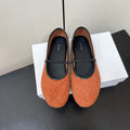 The Row Elastic Ballet Flats Rust Orange Sheepskin 339991