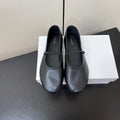 The Row Elastic Ballet Flats Black Calfskin 339994