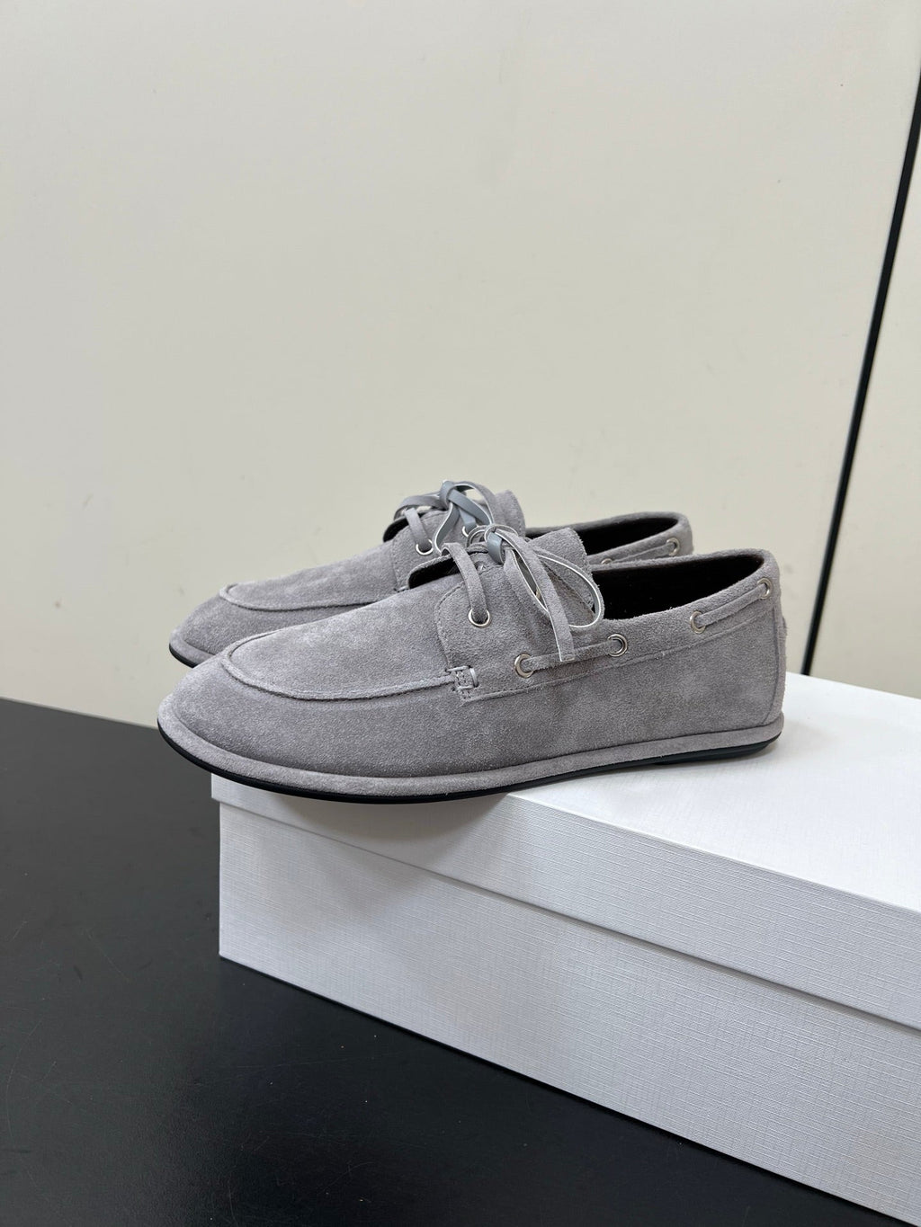 The Row Diana Loafer Light Grey Suede Calfskin 339997