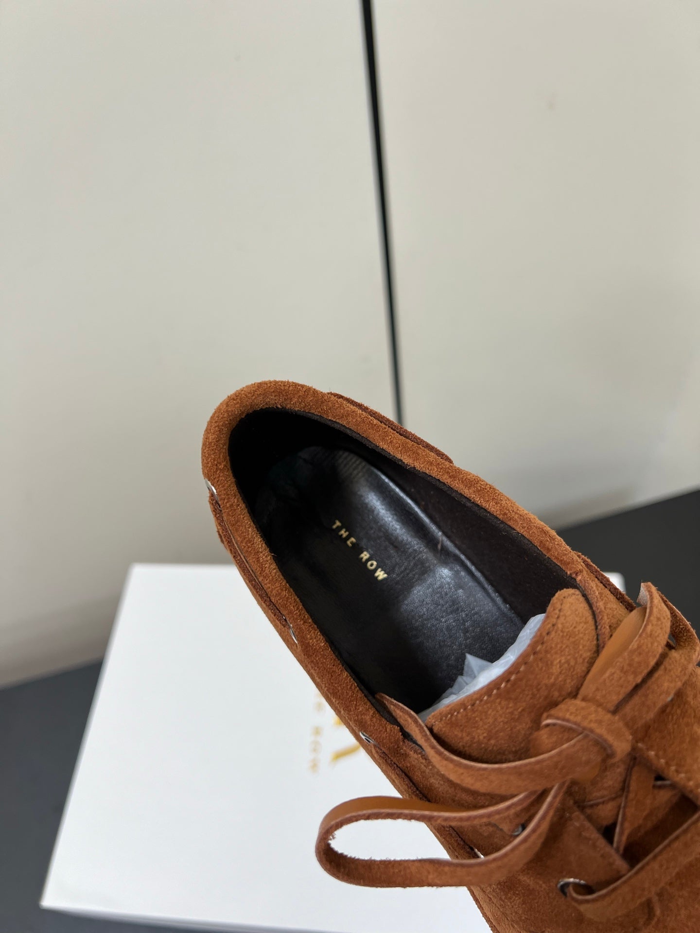 The Row Diana Loafer Camel Brown Suede Calfskin 339999
