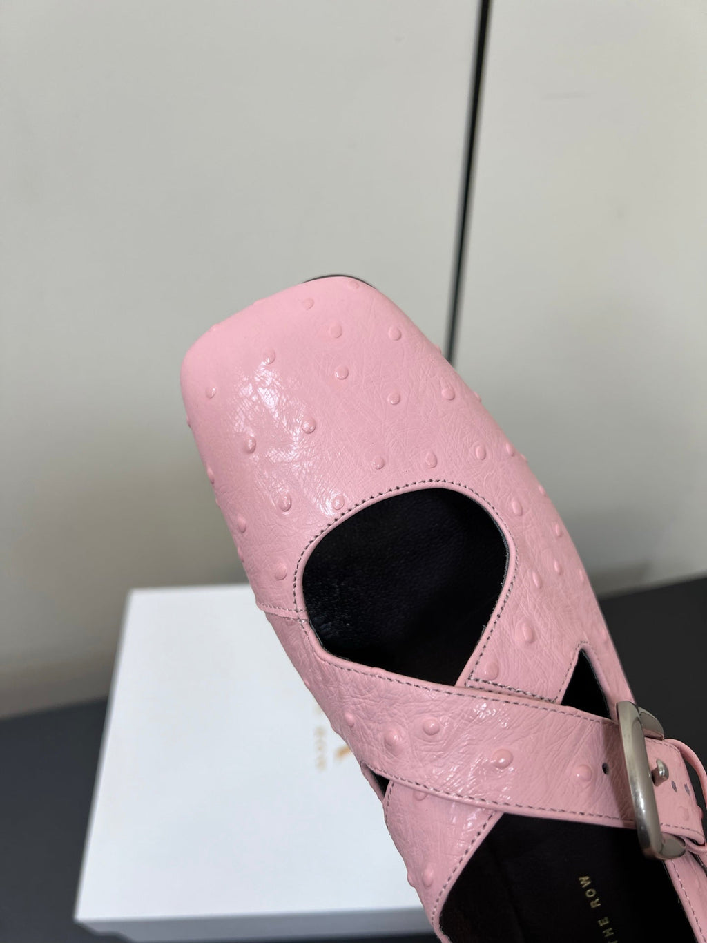 The Row Gaia Criss Mary Jane Pink Ostrich Leather 340001