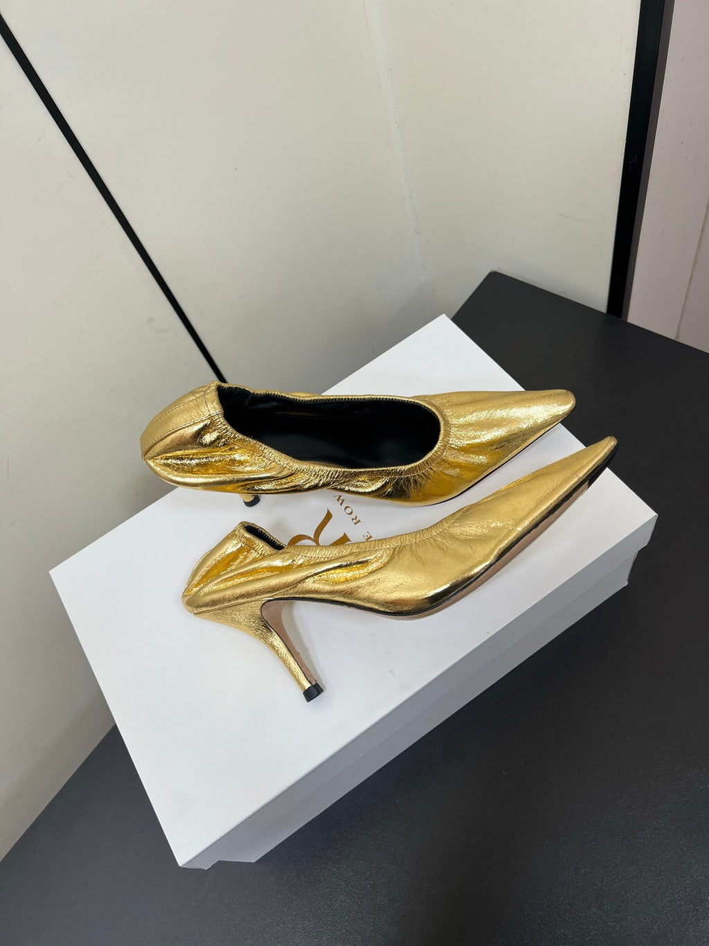The Row Ava Gathered  Pumps 65mm Gold Metallic Calfskin 340012