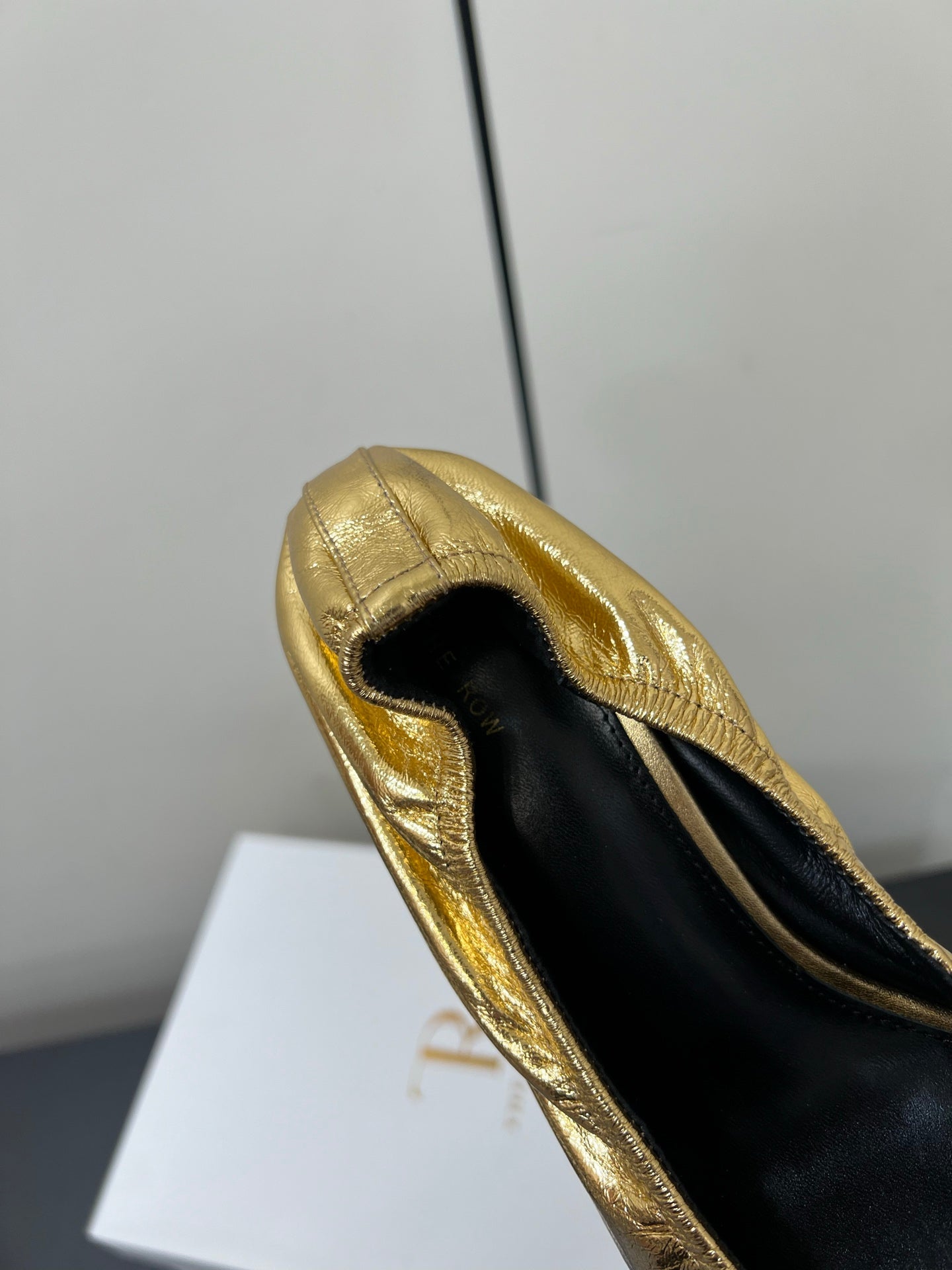 The Row Ava Gathered  Pumps 65mm Gold Metallic Calfskin 340012