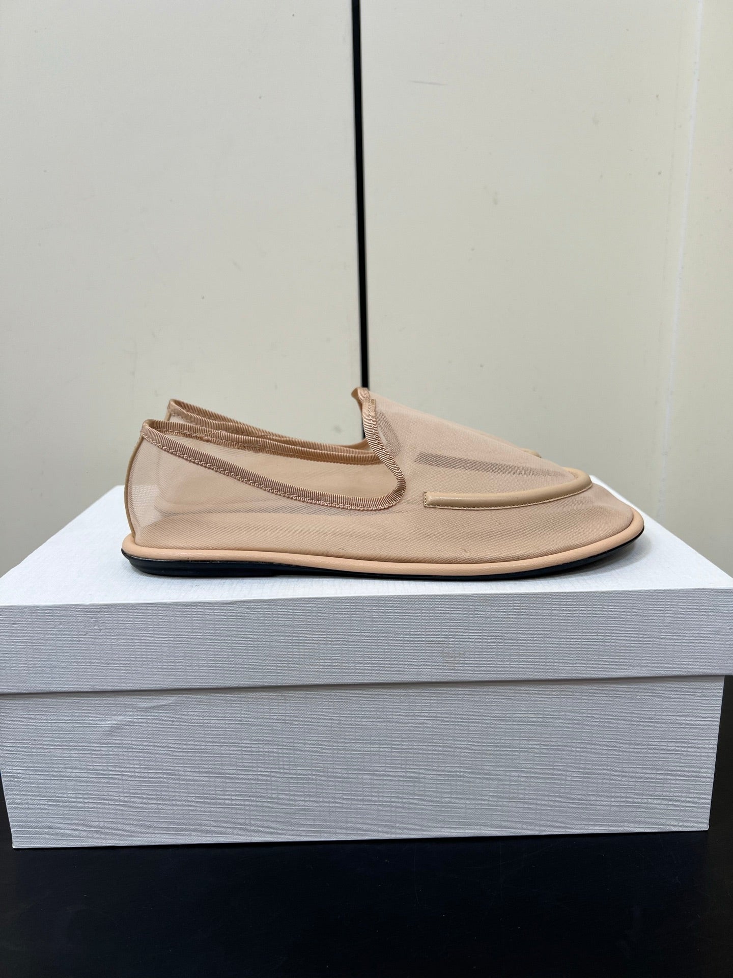 The Row Loafer Beige Mesh And Sheepskin 340015