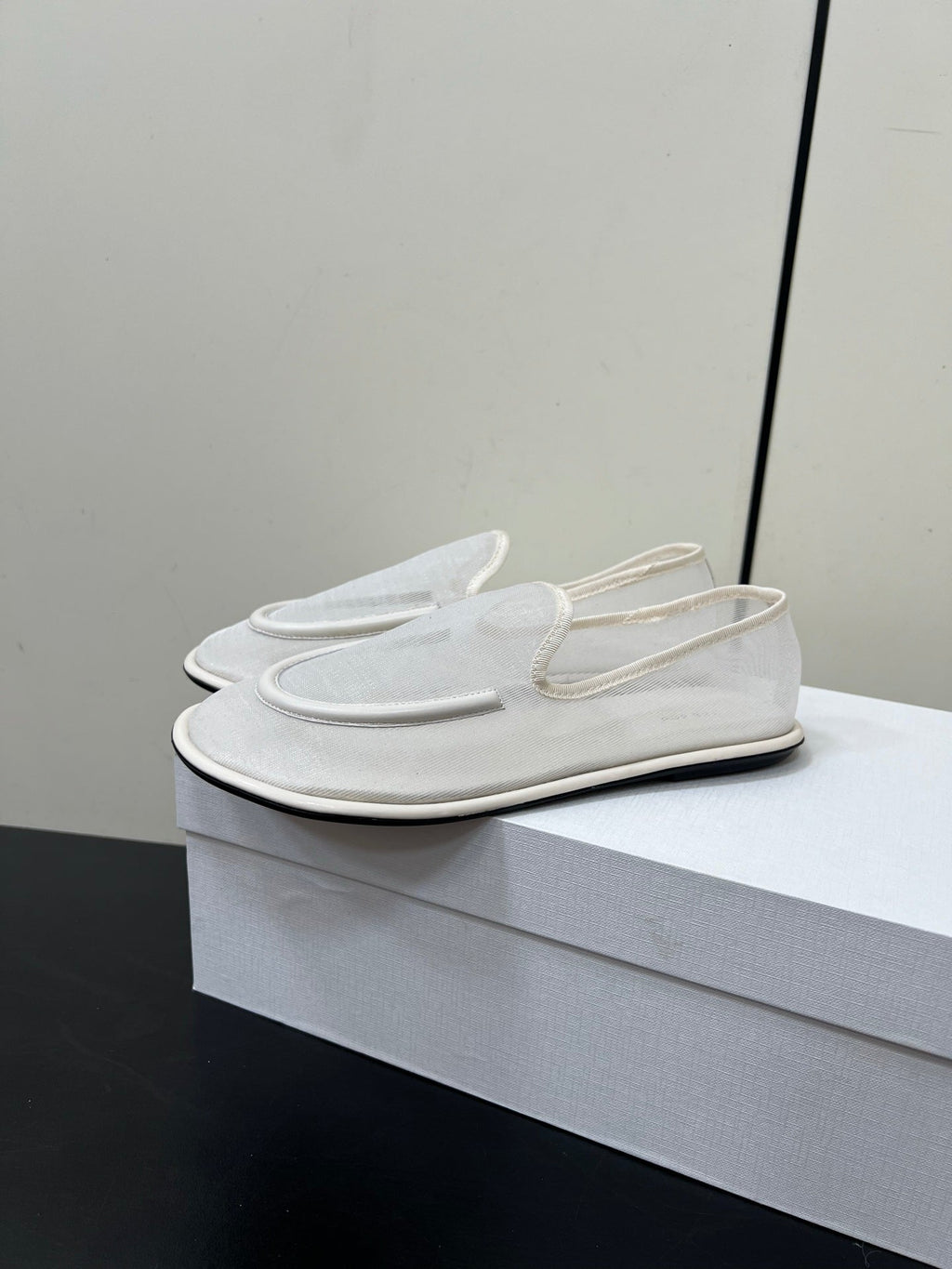 The Row Loafer White Mesh And Sheepskin 340016