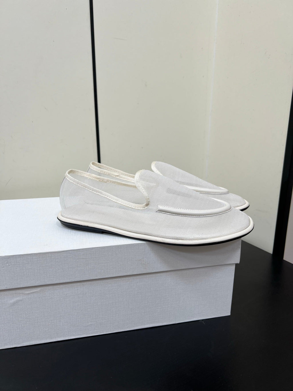 The Row Loafer White Mesh And Sheepskin 340016