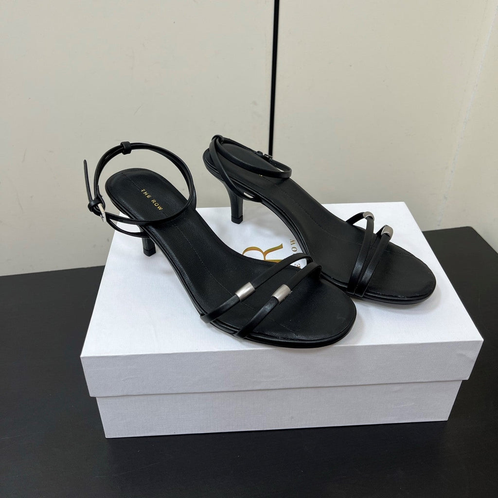 The Row 25 Open-toe One-strap Sandals 6.5cm Black Cowhide 340020