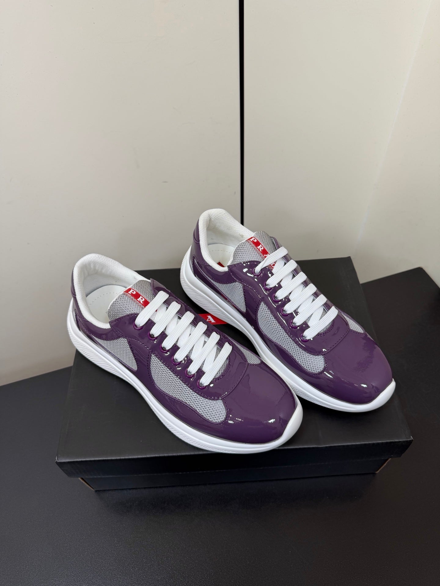 Prada America's Cup Sneaker Purple Patent Leather Mesh 618926