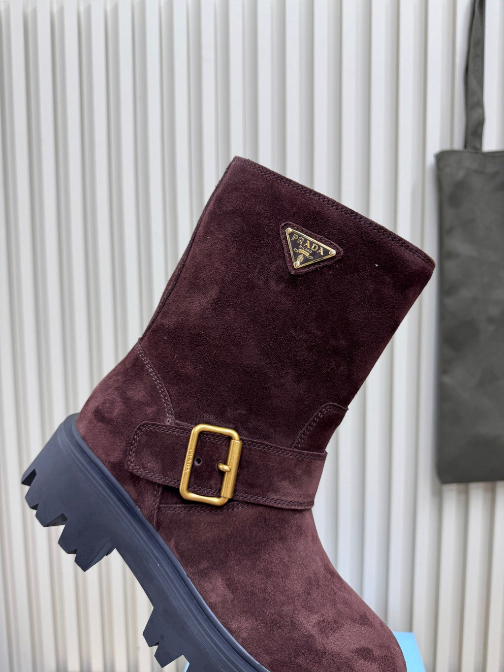 PRA Martin boots burgundy brown suede 443643