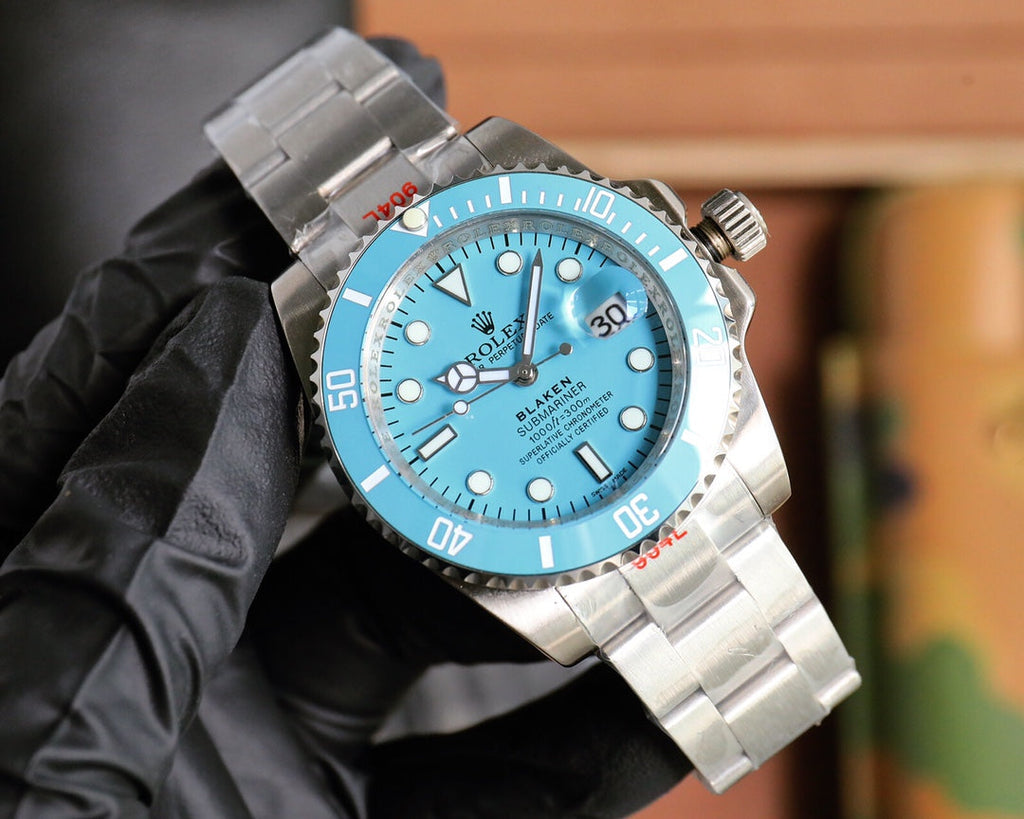 Rolex Blaken Submariner 40mm Silver Blue Stainless Steel