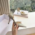 Jimmy Aureli Pearl-embellished Pumps 85mm Sliver Glitter 547687