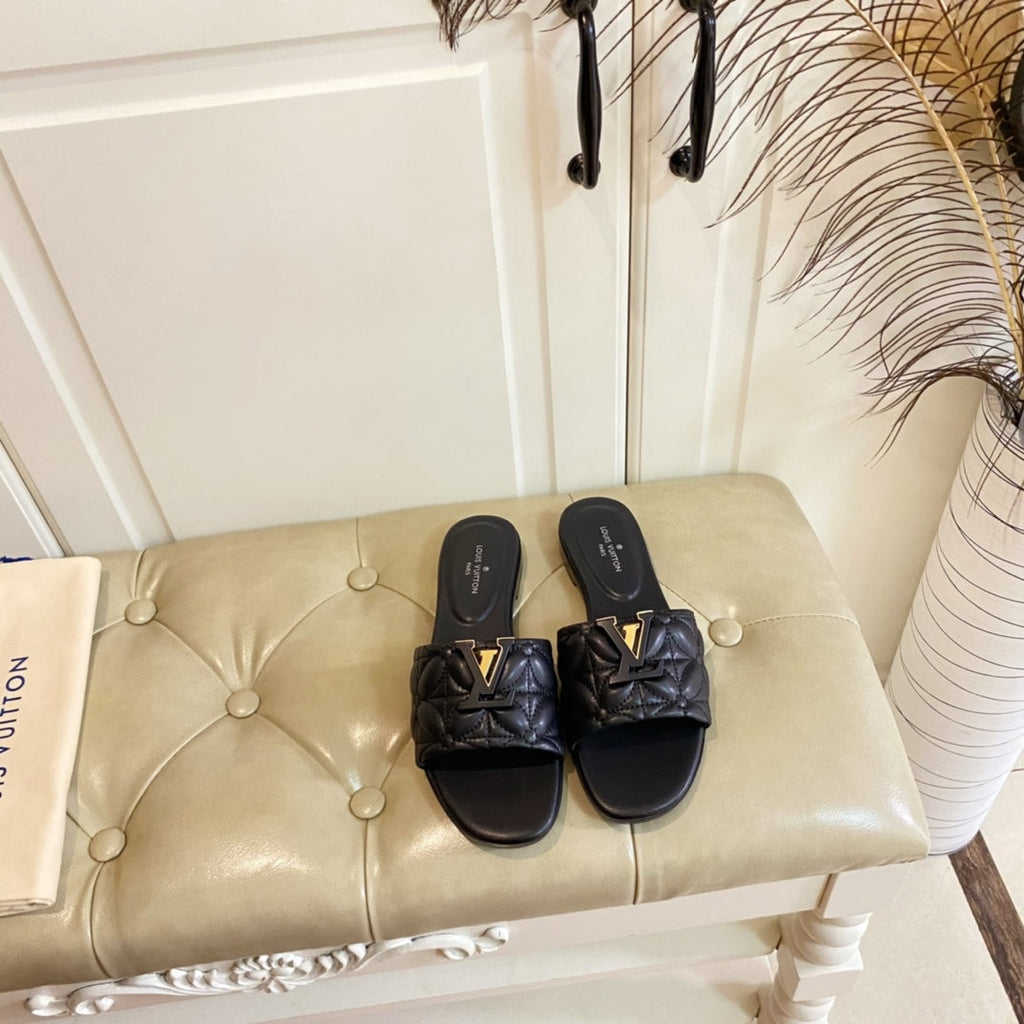 LV Neo Revival Flat Mule Black Lambskin
