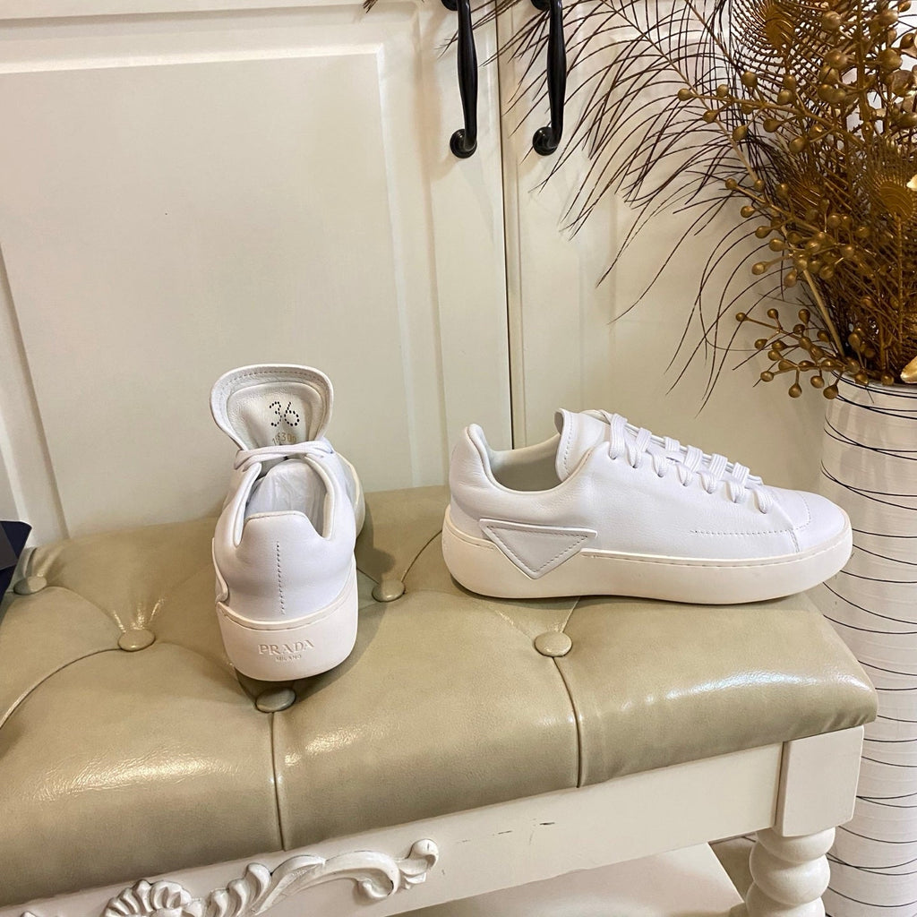 Prada 26s Court Sneakers Full White Leather 866069