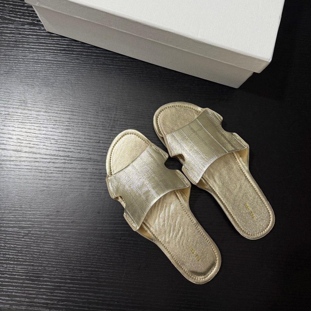 The Row Sandal Gold Metallic Cowhide 334156