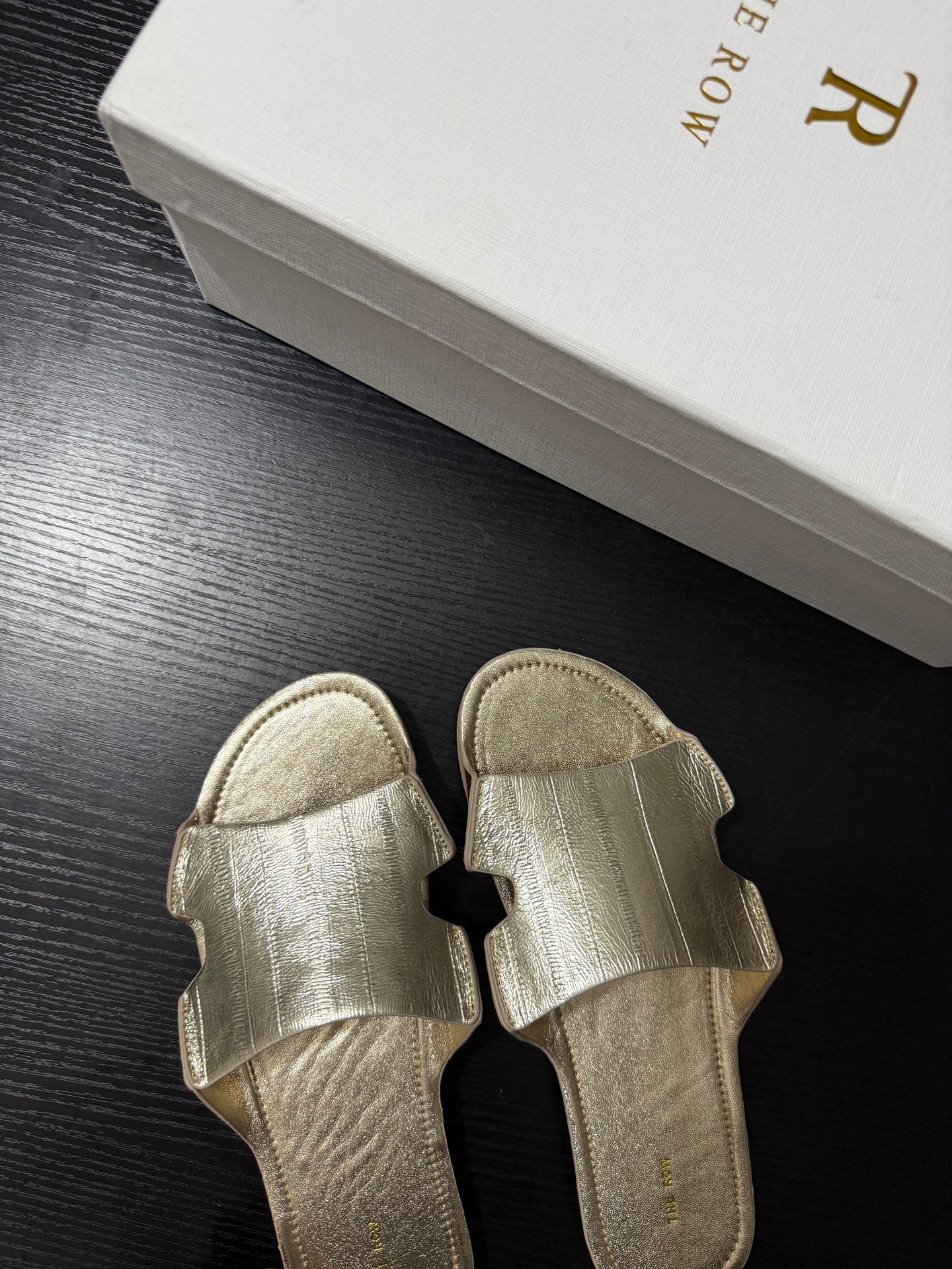 The Row Sandal Gold Metallic Cowhide 334156