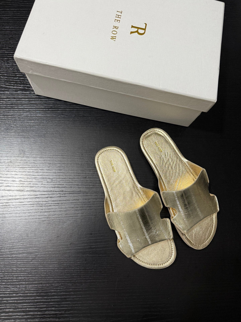 The Row Sandal Gold Metallic Cowhide 334156