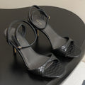 The Row 25S Strap High Heel Sandals 85mm Black Snake Pattern Cowhide 286189
