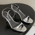 The Row 25S Strap High Heel Sandals 85mm Black Mix Sliver Metallic Cowhide