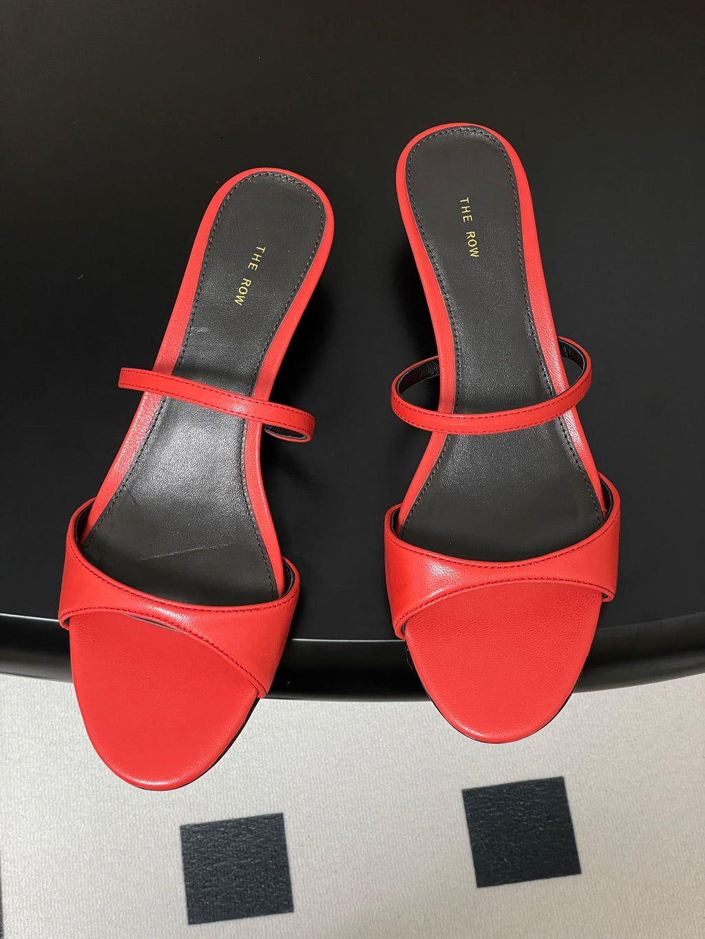 The Row 25S Strap High Heel Mule Sandals 35mm Red Sheepskin 286214
