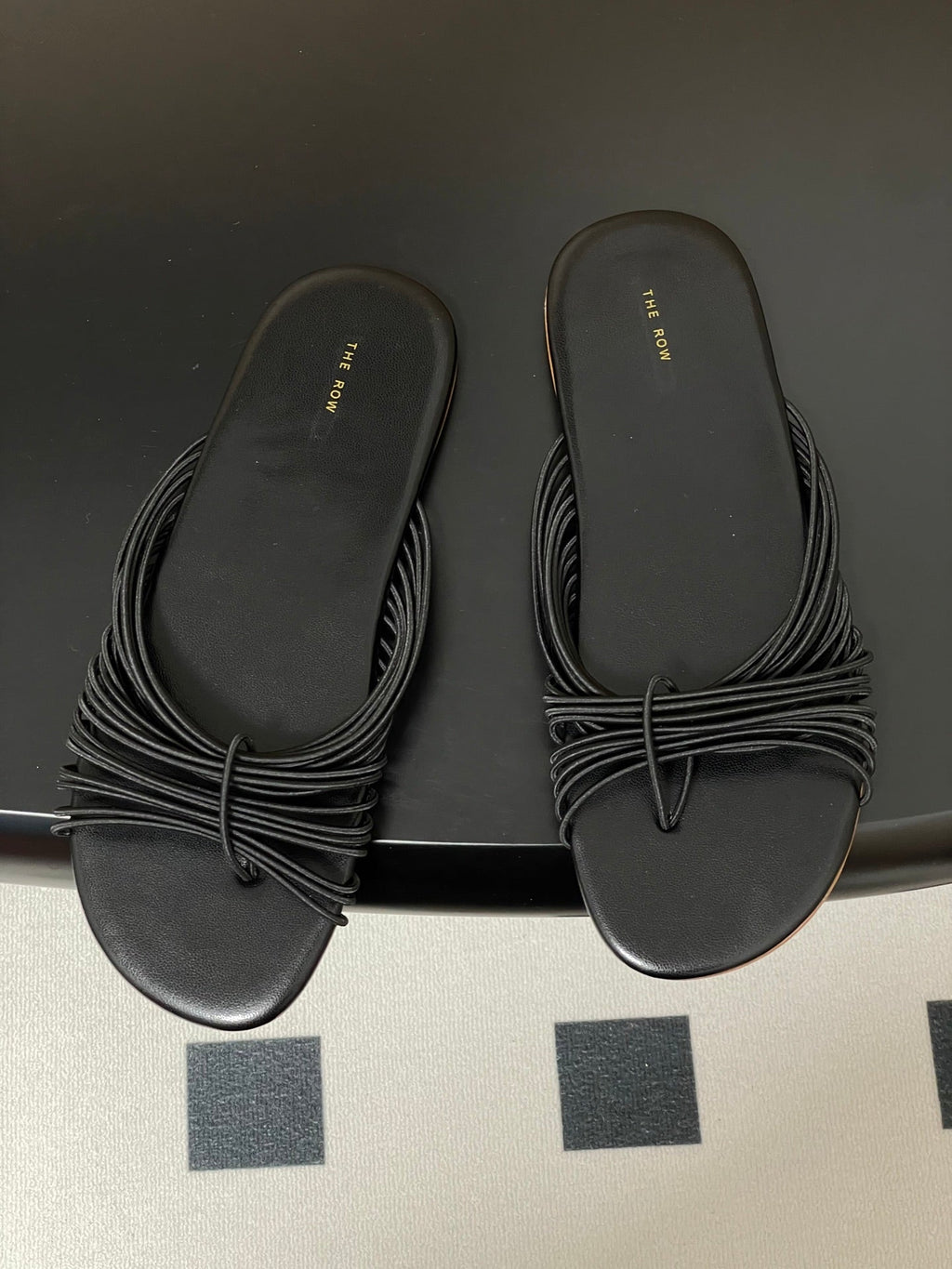 The Row Sara Slide Sandal In Black Elastic And Leather 345205