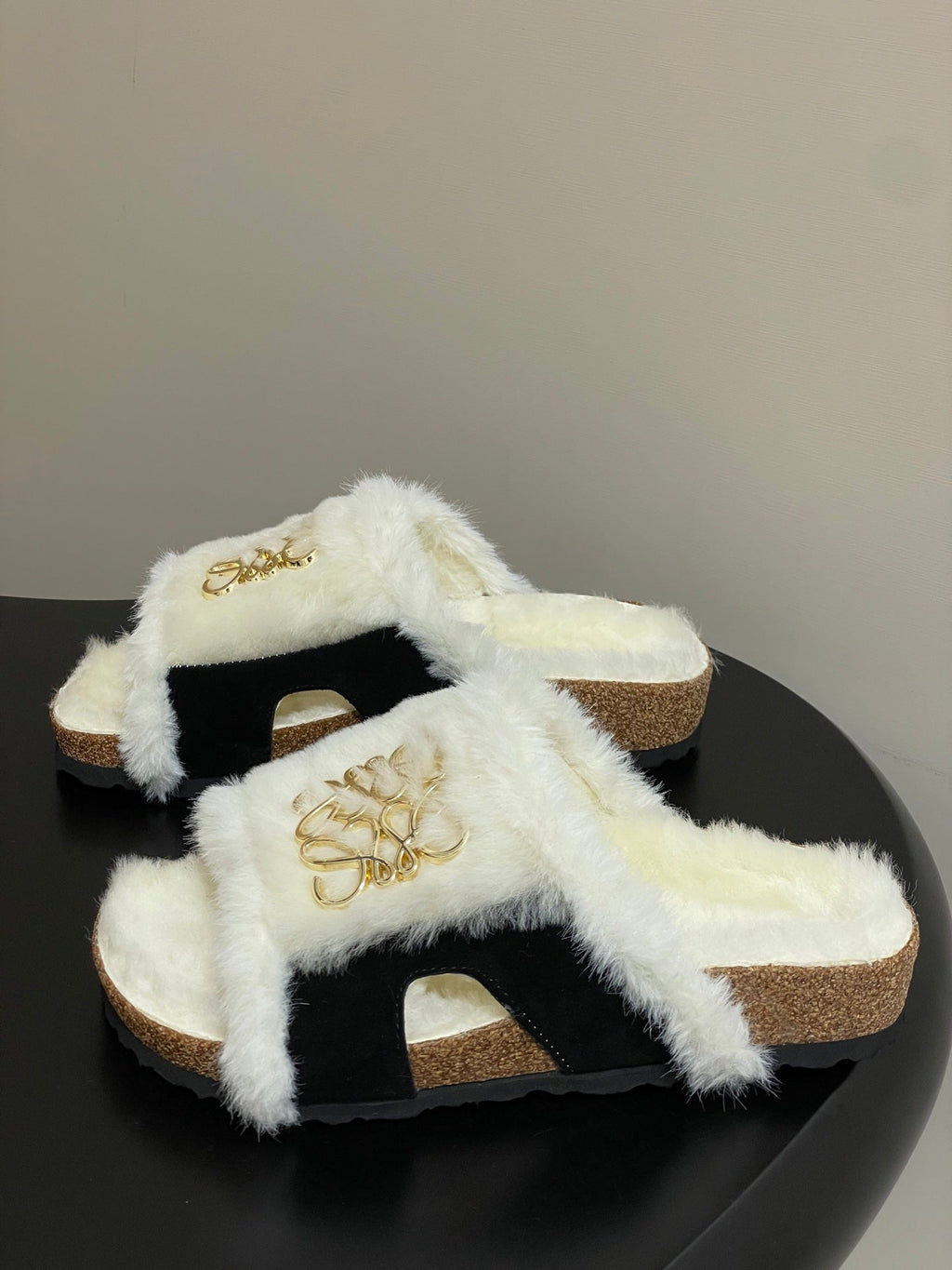 Loewe x Birkenstock slippers white black further