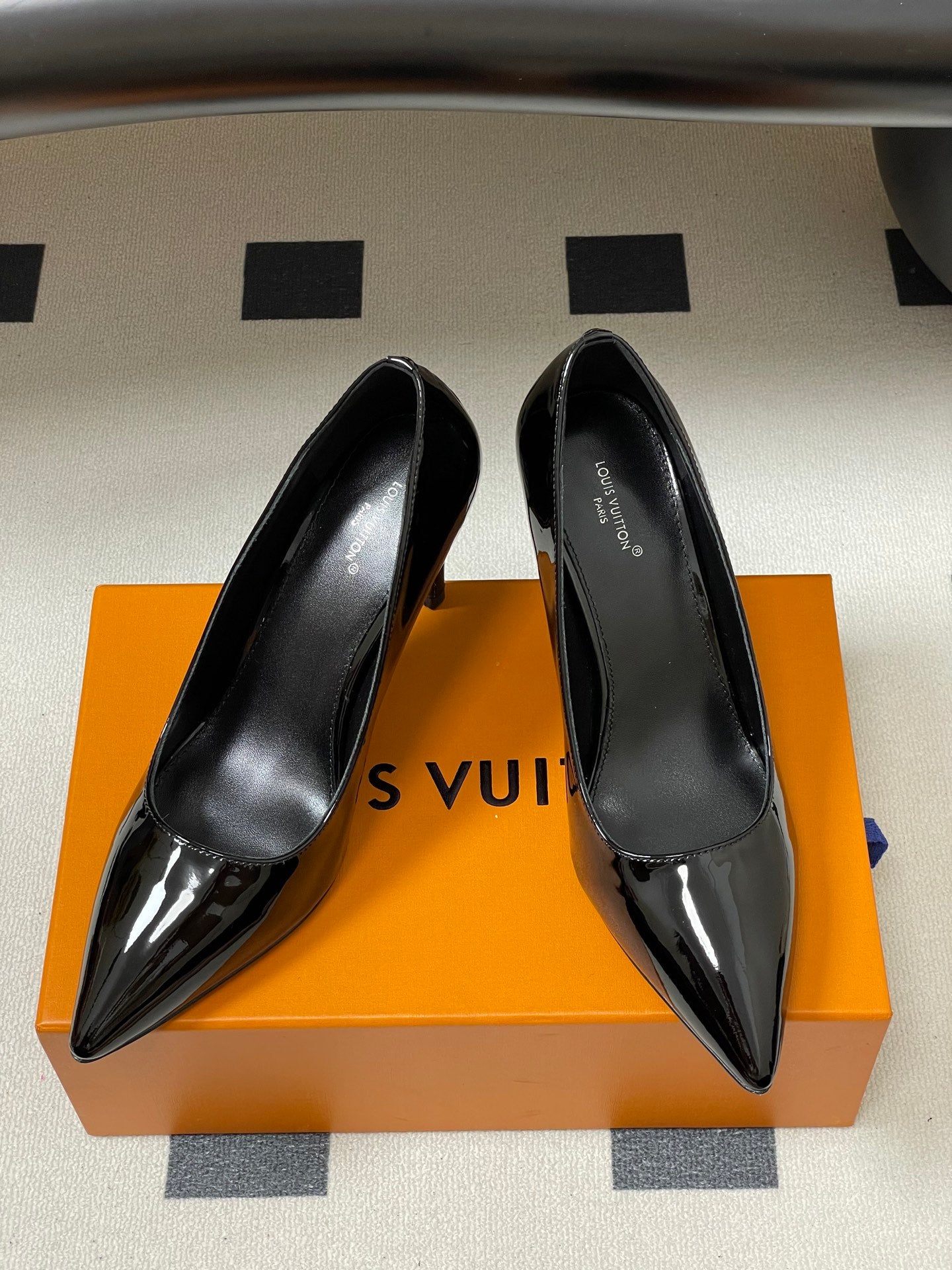 LV GALA High Heels Series Shoes 85mm Black Patent Leather 534542