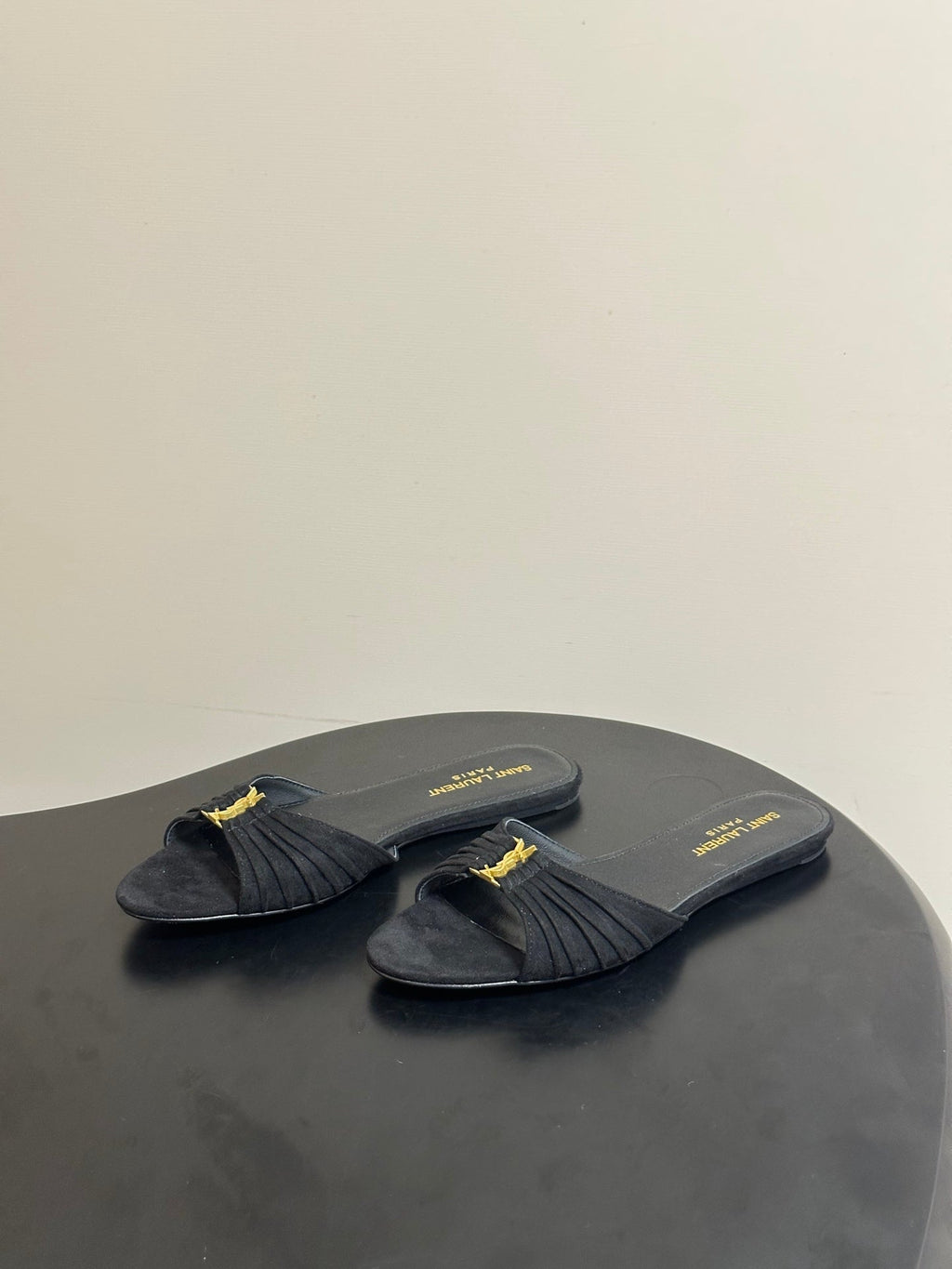 YSL Babylone Slides Black Suede 835185