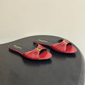 YSL Babylone Slides Burgundy Glossy Leather 835193
