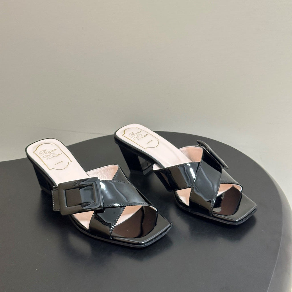 Belle Vivier Mules Black Patent Leather 835132