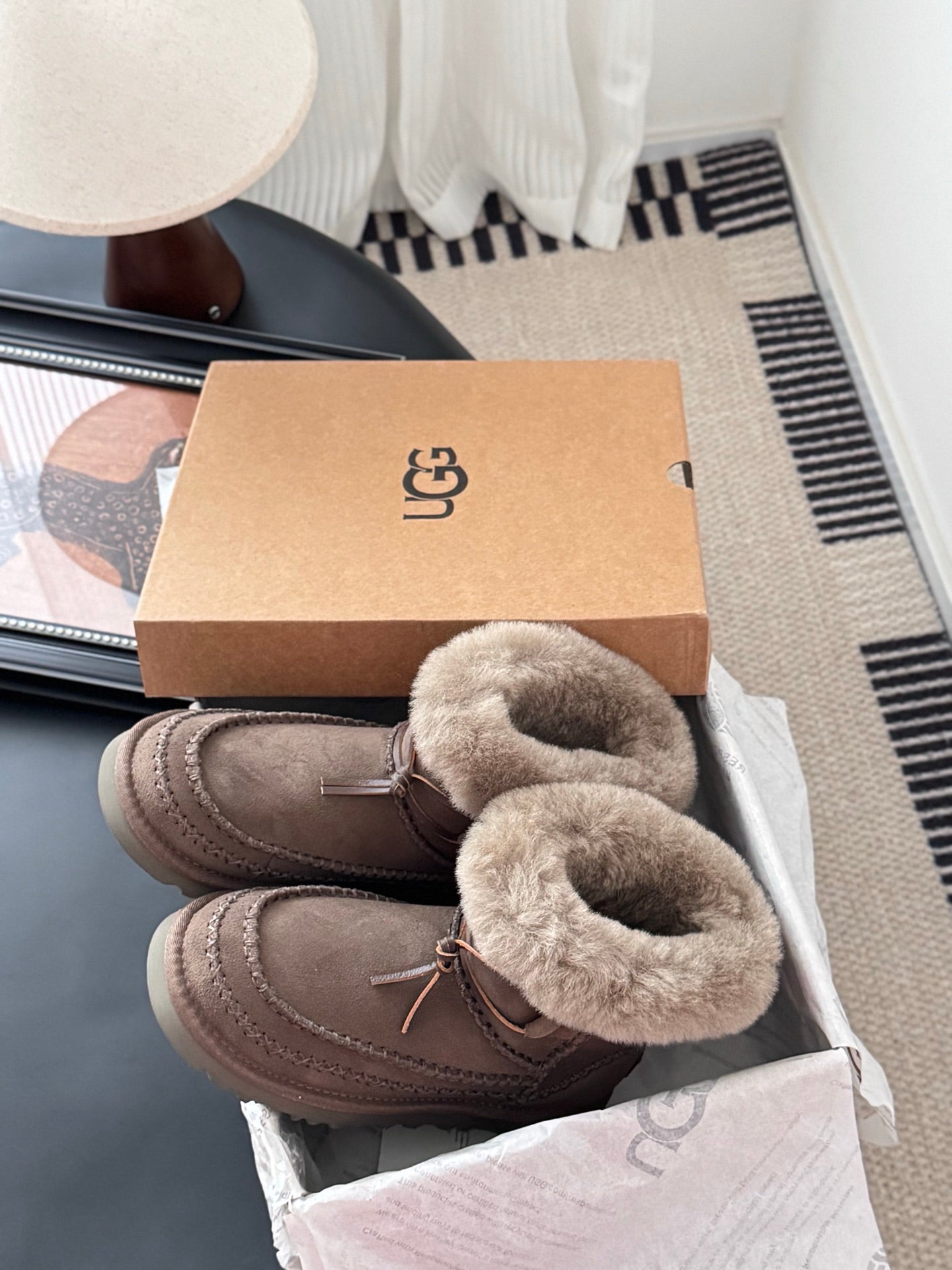 UGG Classic Ultra Mini Alpine Boots Coffee Wool Suede 508050