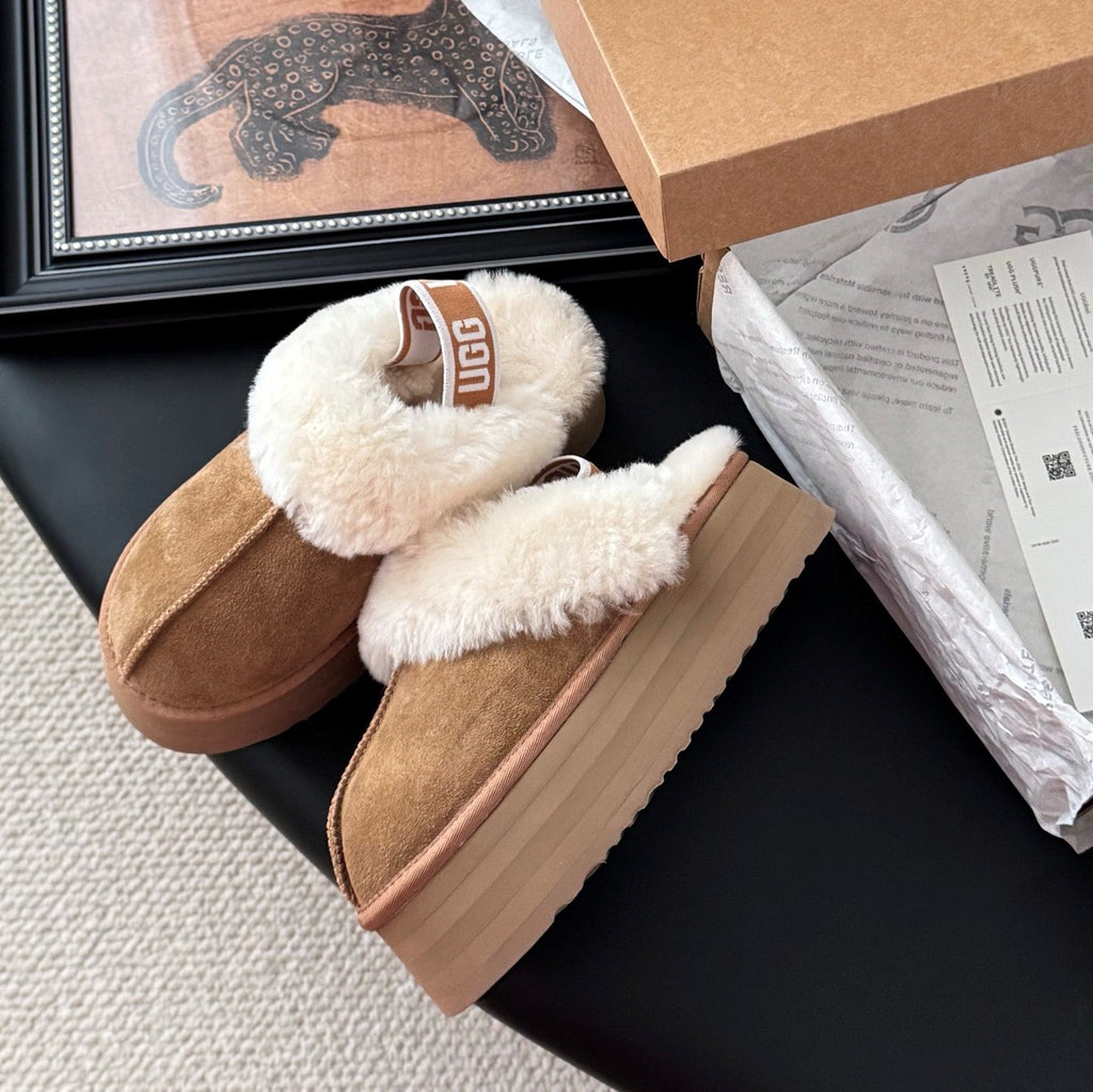 UGG Disquette Slippers Brown White Wool Suede 508051
