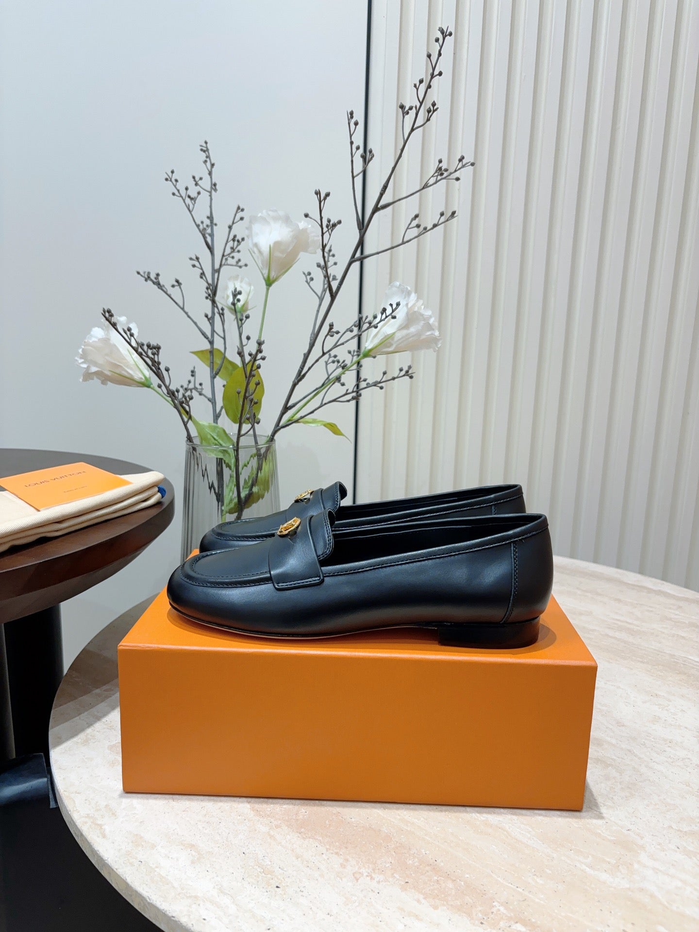 LV Soho Loafers Plain Black Calfskin