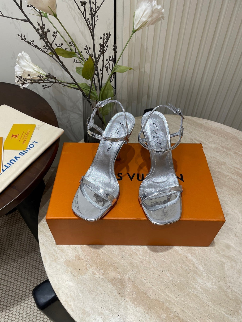 6AM HIGH SANDAL 95 MM IN SILVER LAMBSKIN