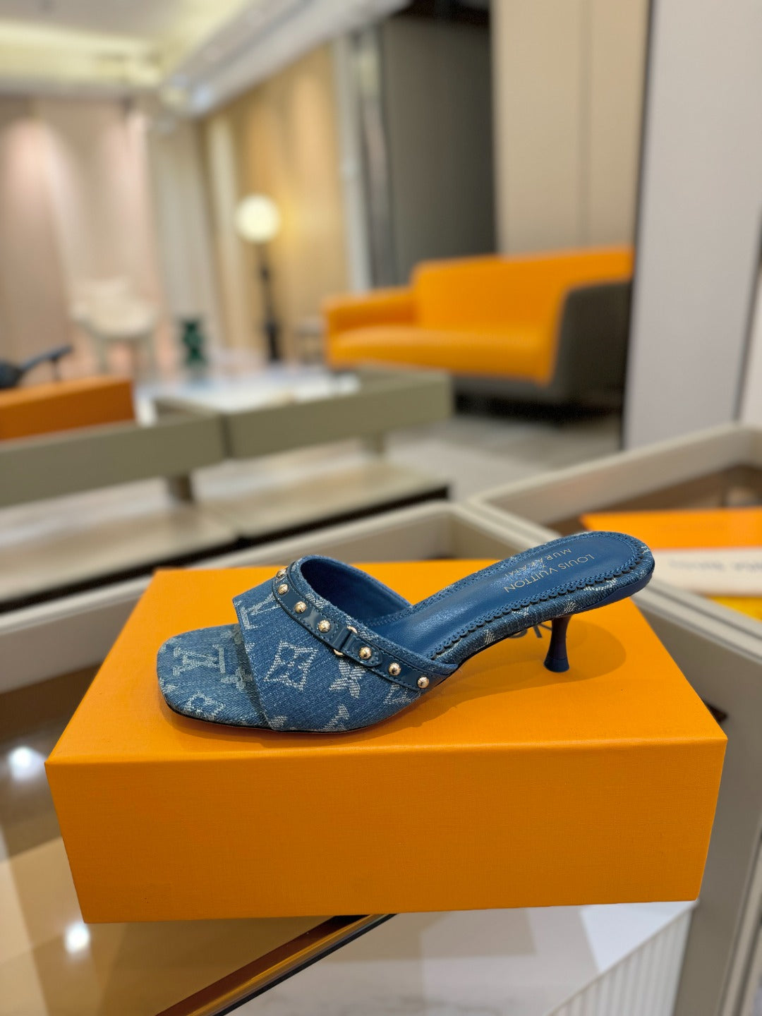 LV x TM 6AM Mule 4cm Blue Denim 241214