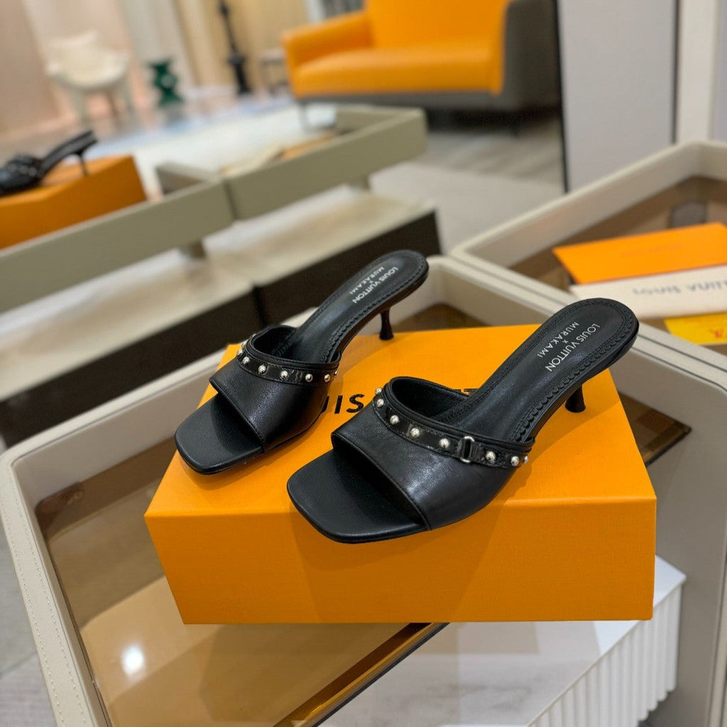 LV x TM 6AM Mule 4cm Black Sheepskin 241215