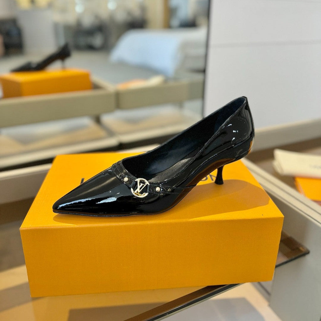6AM 5.5cm Black Patent Leather Pumps 241204