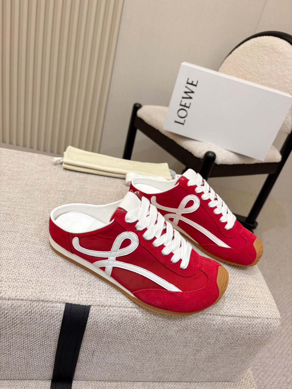 Loewe Ballet Runner Slip-On Red Suede Nylon 833799